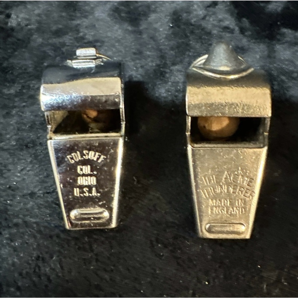 Vintage The Acme Thunderer Made in England Also Colsoff Col. Ohio USA Whistles